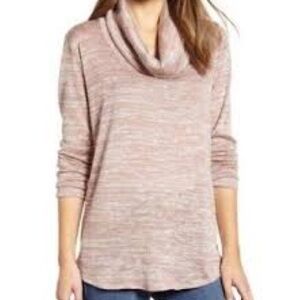 236 - Caslon NWT Cozy Knit Cowl Neck Sweater in Pink/Cream. Size XL